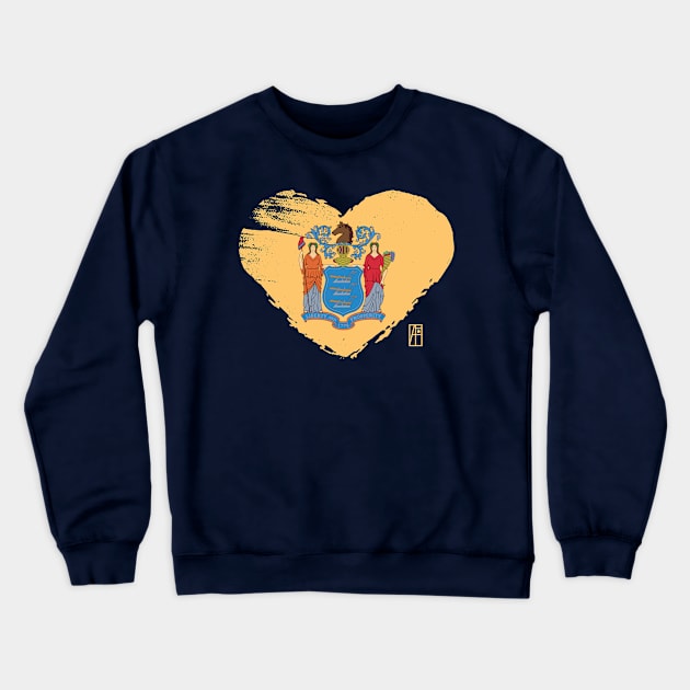 U.S. State - I Love New Jersey - New Jersey Flag Crewneck Sweatshirt by ArtProjectShop
